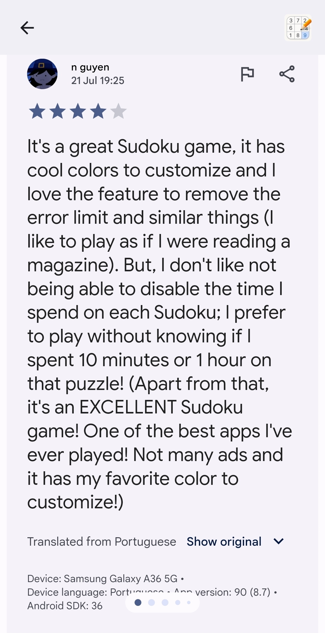 Play Store review screenshot 1